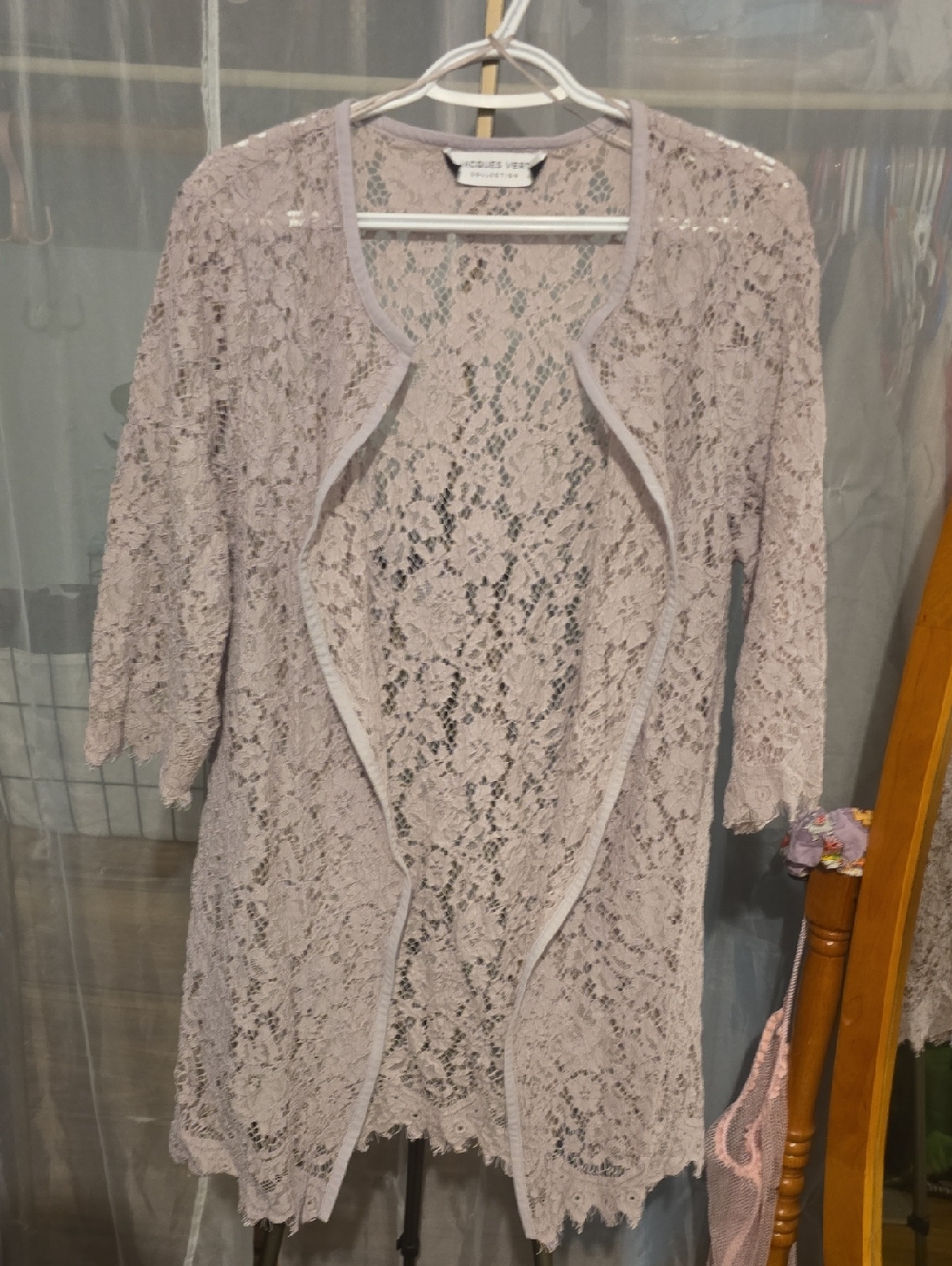 Women's Lace Open-Front Cardigan - Dusty Mauve